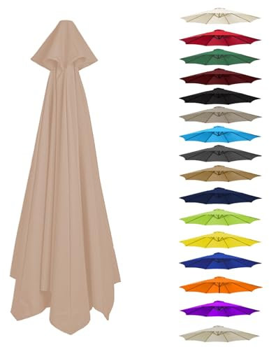 Toldo De Recambio De Sombrilla 6 Varillas/8 Varillas, Cubierta De Repuesto para Paraguas, Impermeable, Anti-Ultravioleta, Poliéster, 300cm 350cm 200cm 230cm 250cm 270cm 280cm(Champagne,6 Ribs: 270CM)