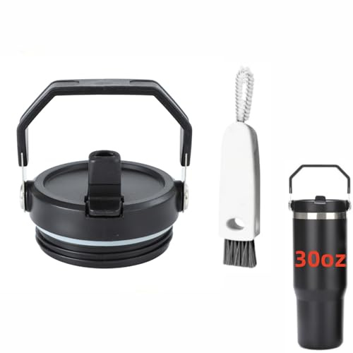 1Pack Lid Fit for Stanley IceFlow 20oz/30oz Flip Straw Tumbler, LeakProof Spill Proof Cup Lid Replacement for Stanley Iceflow Series(Not Fit Quencher Tumbler), with Cap Lid Brush