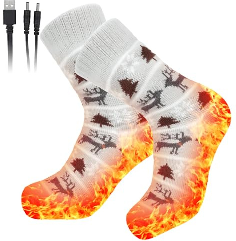 Elektrisch Fußwärmer Weiche Elektrische Heizsocken für Damen Herren, Flauschig Beheizbare Socken Elektrischer Fußwärmer Beheizte Socken, USB Heated Socks mit Fleecefutter für Zuhause, Büro, Reisen