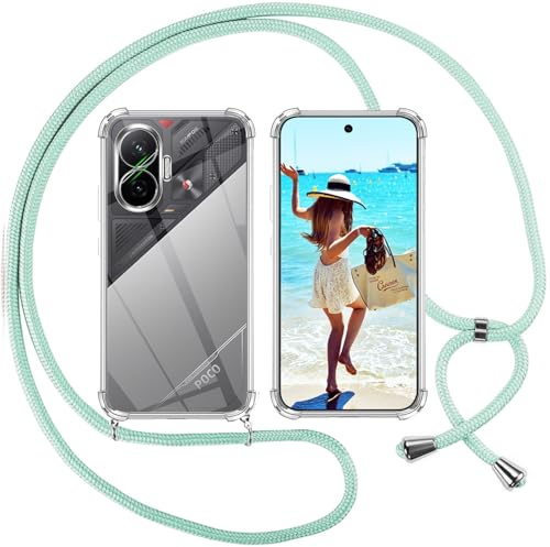 ISOI Handyband für Xiaomi Poco F7 Hülle mit Band, Handyhülle für zum Umhängen, Necklace Hülle [Stoßfest] [Kameraschutz] [Längenverstellbar] -Grün