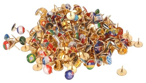 Tnfeeon Clear Pattern Stainless Steel National Flag Thumb Tacks 200Pcs Push Pins for Office Decoration