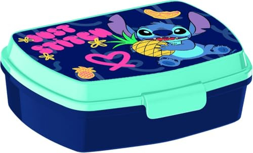 Tataway Funny Stitch Palms Lunchbox mit tropischer Disney-Grafik — Sandwichbox, ideal für Schule, Ausflüge und Freizeit, praktisch und robust