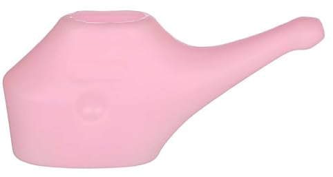Travel Neti Pot - Olla para enjuague nasal, plástico sin BPA (rosa) con 5 sobres de sal Neti y cepillo de limpieza, kit de alivio sinusal y riego nasal