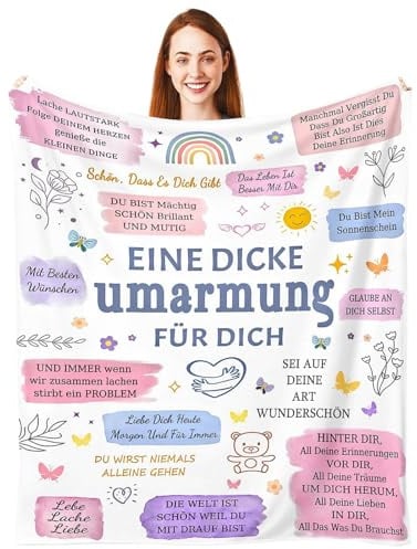 Beste Freundin Geschenke Decke 150x200cm, Personalisiert Decke Kuscheldecke Umarmung Inspirierende Freundschaft Geschenke Decke Personalisiert für Frauen Freundin Schwester zum Geburtstag Weihnachten