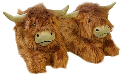 Yonuaret Highland Kuh Hausschuhe Cow Slippers Kuh Hausschuhe Warme Plüsch Hausschuhes Für Damen, Herren Plüsch Tiere Pantoffeln Niedliche Cartoon Hauspantoffeln Für Drinnen & Draußen