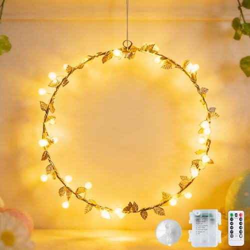 LED Stern lichterkranz fenster, 30CM Led Lichterkranz Fenster Herz Lichtkranz Fensterdeko mit Timer Herzdeko Lichter kranz 8Modi Fensterdeko Rund Fensterlicht zum Aufhängen für Valentinstag (C)