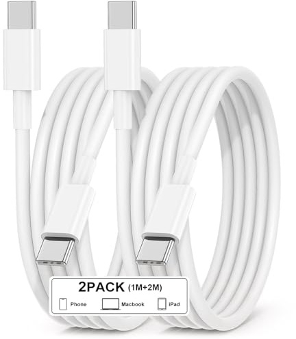 iPhone Ladekabel, USB C auf USB C Kabel für Apple iPhone 17 16 15, [2Pack 1M+2M] PD Schnellladekabel USB C Ladekabel für iPhone 17 Pro/Pro Max/Air/16 Pro/Pro Max/Plus/15 Pro/Pro Max/Plus,iPad,Macbook