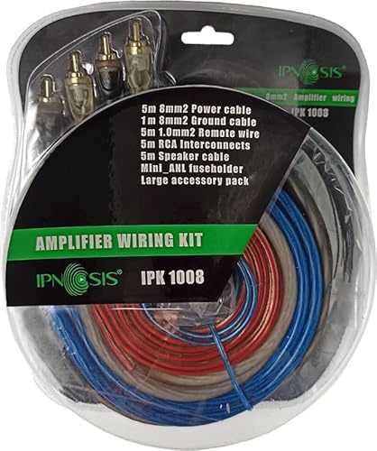 Kit Cavi Per Amplificatori da 8 mm 5 Metri Completo Di Portafusibili e Accessori IPNOSIS IPK 1008
