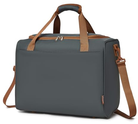 Kono Ryanair Handgepäck 40x30x20 Damen Herren mit Schultergurt Grau/Braun | Ryanair-kompatible Kabinertasche, verstellbarer Schultergurt, Aufsteckhülse für Koffergriff, stabiles Oxford-Material