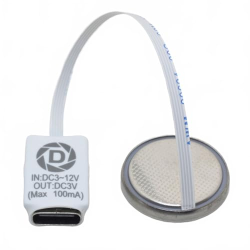 DSLRKIT USB Type-C to CR2032 Dummy Battery Adapter | DC 5-12V Input to 3V Output, Flexible Flat Cable, Long-Term Power Supply for Thermometer, Wireless Switch, Sensor