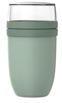 Mepal - Müslibecher xl Ellipse - Müslibecher To Go - Joghurtbecher To Go - Unterteilung für Joghurt & Müsli - Geeignet für Gefrierschrank, Mikrowelle & Spülmaschine - 750 + 300 ml - Nordic sage