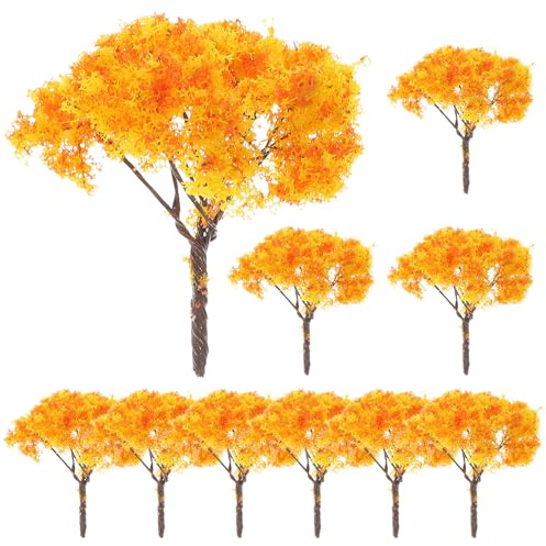 EXAOMBLE 10pcs Artificial Centerpiece Photo Prop Tree High Simulation Effect No Fertilizer Needed Orange Chic Small Trees Decoration for Outdoor Landscape and Sand Table Model