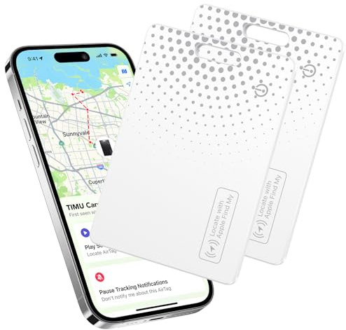 TIMU Air Smart Tag Card Funktioniert mit Apple Find My, Dünne Geldbörsen Tracker Karte IP68 Wasserdicht (Nur iOS), Wiederaufladbarer Wallet Tracker, Air Tag Karte für Geldbeutel/Koffer, Weiß