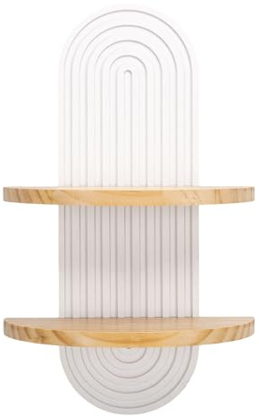 ZJchao Étagère Murale Boho pour Plantes, étagère Flottante en Bois Vintage pour Plantes avec Vis, Murale pour la Décoration de la Maison, Salon, Chambre à Coucher (Blanc 2 Niveaux)