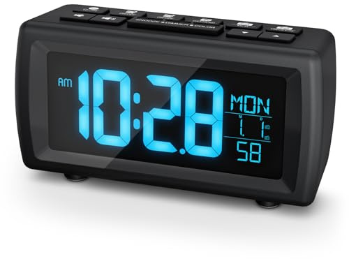 Rizeola Digitaler Radiowecker, Wecker Radio mit 7-farbige Ziffernanzeige, Einstellbarer Helligkeit und Weckton, Für Tiefschläfer, Sleep Timer & Schlummerfunktion (Schwarz)