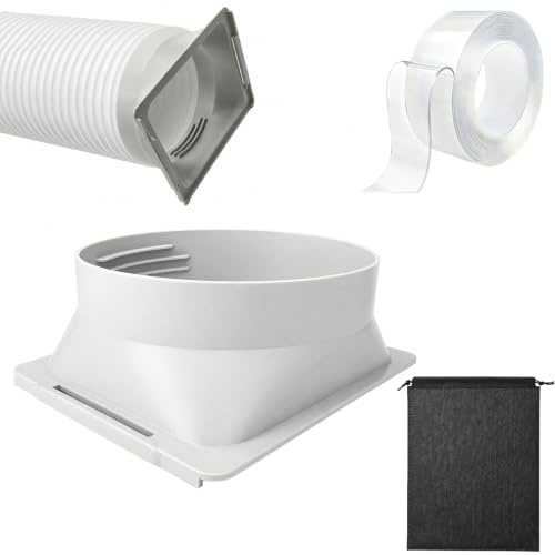 Portable Air Conditioner Exhaust Hose Adapter, 15cm/5.9in Square to Round Window Coupler Connector for Air Conditioner, with Strong Nano Tape & Travel Storage Pouch for Accessories