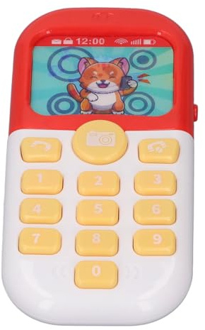 Rcniso Telefonspielzeug für Kleinkinder mit Interaktivem Cartoon-Design, Leichtem Musikeffekt, Frühes Lernspielzeug, 15 X 7 cm (Rot)