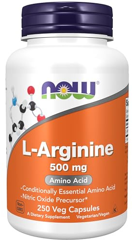 NOW Foods Supplements, L-Arginine 500 mg, Nitric Oxide Precursor*, Amino Acid, 250 Veg Capsules