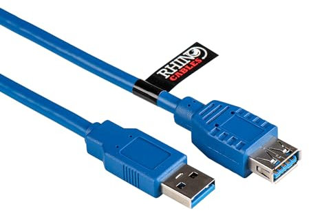 rhinocables - USB 3.0 Extension Cable | 5Gbps Data Transfer | Durable 10 Pin 28 AWG Design | Compatible With USB 2.0, 1.1 Devices | Extension Functionality, Blue, 2m