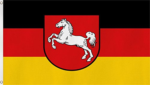 TOP QUALITÄT !! Fahne Flagge, Grösse: ca. 90x150 cm, Ordentliche Stoffqualität - Stoffgewicht ca. 110 gr/m2 Farbe Niedersachsen