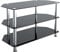 MAHARA Glass Corner TV Stand – Universal Black Glass TV Unit 80cm wide with Glass Shelves – TV Floor Stand Suitable for up to 42” TVs and Max Weight 40Kg