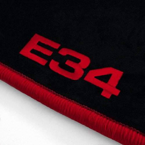 Autoteppich Stylers ATS-Q300_E34-103_BMW Fußmatten mit Stick (E34) und Rand in Rot