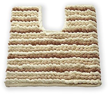 Allure Striped Chunky Bobble Toilet Mat 50 x 50cm – Thick, Hand-Woven, Super Soft, Multi-Coloured Pedestal Mat