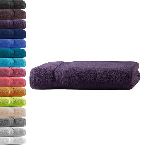 1x Badetuch | Aubergine | 100% Baumwolle Frottier | Oeko-TEX® Standard 100 | Premium Qualität 500 g/m²
