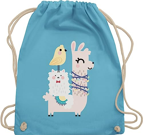 Shirtracer Turnbeutel Rucksack - Tiermotiv Animal Print - Tiere aufgereiht - Unisize - Hellblau - stoffbeutel kindergartenkind beutel tier turnsackerl kinderrucksack kindergarten tieren tasche