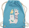 Shirtracer Turnbeutel Rucksack - Tiermotiv Animal Print - Tiere aufgereiht - Unisize - Hellblau - stoffbeutel kindergartenkind beutel tier turnsackerl kinderrucksack kindergarten tieren tasche