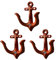 TentHome 3er-Set Maritime Dekoration Garderobe Antik Gusseisen Wandhaken Kleiderhaken Garderobenhaken Anker Doppelhaken Wandgarderobe Vintage Garten Haken (Antik Rot)