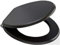 New 18 MDF Universal Bathroom WC Toilet SEAT Easy FIT with Fittings Wooden W/C (Black)