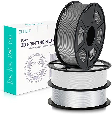 SUNLU 3KG PLA Plus 3D Drucker Filament, PLA+ Filament 1.75mm, Maßgenauigkeit +/- 0.02 mm, 1kgSpule(2.2Pfund), Insgesamt 3kg, PLA Plus Filament (Weiß+Transparent+Grau)