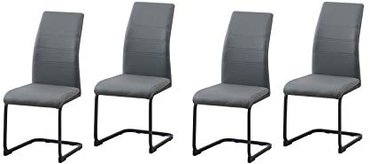 HTI-Line Schwingstuhl 4er Set PU grau SallyP Besucherstuhl Freischwinger Esszimmerstühle Kunstleder Essgruppe Wohnzimmerstuhl Küchenstuhl