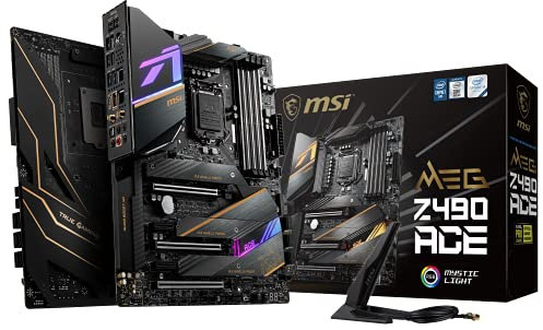 MSI MEG Z490 ACE Gaming Motherboard (ATX, 10th Gen Intel Core, LGA 1200 Socket, SLI/CF, Triple M.2 Slots, USB 3.2 Gen 2, Wi-Fi 6, Mystic Light RGB)