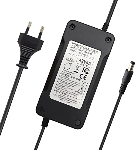 Abakoo Netzteil Ladegerät Ladekabel 42V 4A für 36V Akkus mit 5,5mm x 2,1mm Rundstecker für E-Bike Elektrofahrrad Elektro Fahrrad Akkus zum Aufladen ACK4201 C060L1001