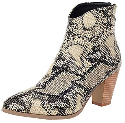 Stivali Donna Autunno Scarpe Moda Tacchi Quadrati Scarpe Singole Caviglia Corte (42,Beige)