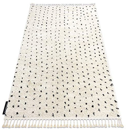 Läufer, Teppich Berber Shaggy, Franse, marokkanischer Stil, für die Küche, Halle, Korridor, SYLA B752 Creme 60x300