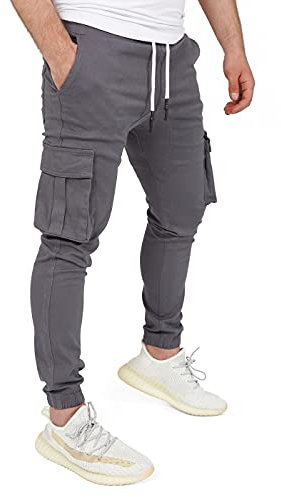 PITTMAN Jogginghose Cargo Herren Hose Bequem Cargohosen Männer Hosen Stretch Stoffhose Mit Taschen Giga, Braun (Espresso 191103), W28/L32