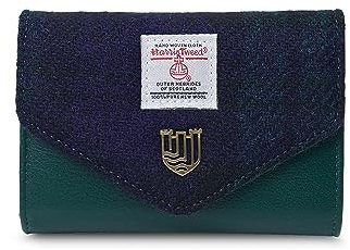 Snow Paw Harris Tweed Geldbörse mit großem Verschluss, Schwarz