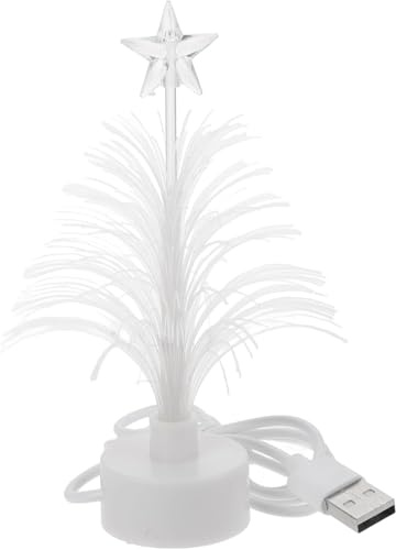 Minkissy Mini-Weihnachtsbaum mit USB-Anschluss, LED-Glasfaser, mehrfarbwechselndes Nachtlicht für Zuhause, Einkaufszentrum, Schlafzimmer