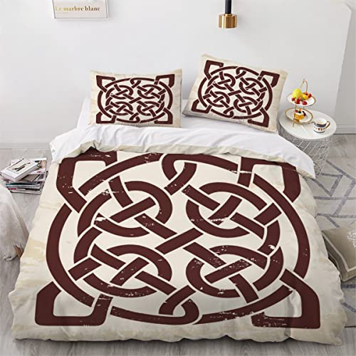 keltisch Bettwäsche 135x200cm 3D Drucken Nordische Viking Runen Bettbezug Set Weich Microfaser Bettbezug Mit Reißverschluss für Kinder Jungen Mädchen Erwachsener 3 Teilig Hypoallergen Bettwaren