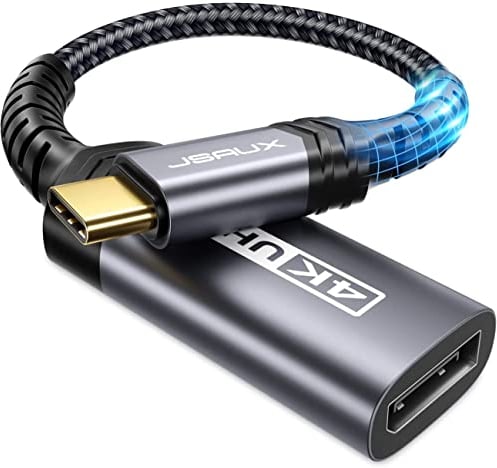 JSAUX USB C auf DisplayPort Adapter 4K@60Hz, USB C zu DisplayPort Kabel Adapter Kompatibel mit iPhone 15 Pro/15, MacBook Pro 2019 2018, Surface Book, Dell XPS, Samsung Galaxy S23 S22 S21 S20 -Grau