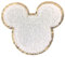 Goldene Glitzer- und weiße Chenille-Varsity-Initialen-Aufnäher, selbstklebender Aufkleber zum Aufbügeln, 5,7 cm Höhe (Mickey)