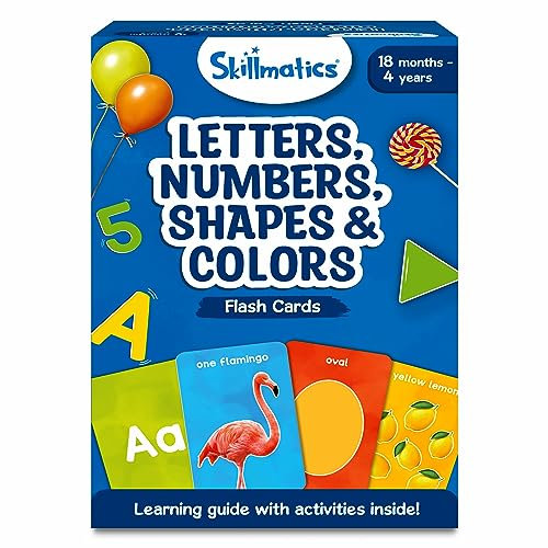 Skillmatics Thick Flash Cards for Toddlers - Letters, Numbers, Shapes & Colors, Learning Aids, Christmas Stocking Stuffers, Montessori Toys, Preschool Activities, Gifts for Kids Ages 1, 2, 3, 4 Years
