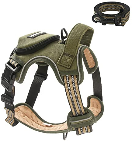 Hundegeschirr mit Tasche (M, Armeegrün)