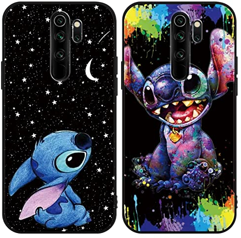 Omyzo [2 Stück Stitch Handyhülle für Xiaomi Redmi Note 8 Pro Hülle 6,53,Cute Sweet Karikatur Anime Einzigartige Lustig Ultra Dünn Matt Weich Silikon Stoßfest Kratzfest Case Schutzhülle