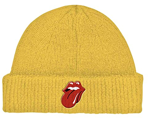 The Rolling Stones Mütze Beanie 72 Tongue Band Logo Nue offiziell Gelb Roll Up One Size
