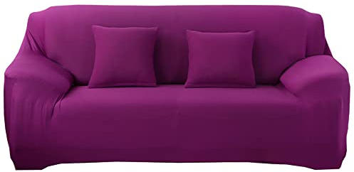 Surwin Copridivano Elasticizzato 1 2 3 4 Posti, Moda Stampa Elastico Universale Copridivani con Braccioli Fodera per Divano Antiscivolo Sofa Protettore (3 posti - 190-230cm,Viola)