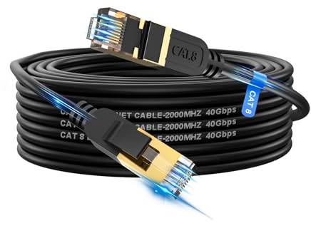 cat gruciso Cable Ethernet 10 metros Cat 8 Cable de Red Cable Lan 40Gbps 2000MHz con Conector RJ45 Cat 8, Compatible con Steam Deck PS5 PS4 Xbox X/S PC TV Box Router Servidor NAS